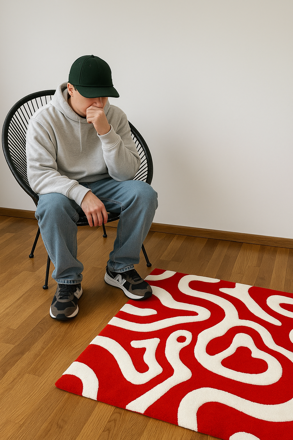 7391d019-10cb-45b7-ad37-84ed3c49b467 Red tune Abstract Hand-tufted Rug - Image 1