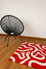 Red tune Abstract Hand-tufted Rug - Image 3